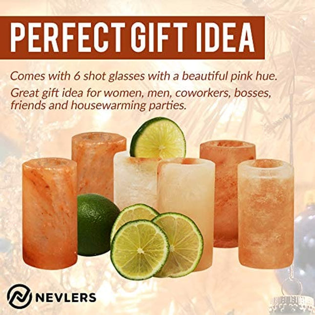 Nevlers 6 PCS Himalayan Salt Shot Glasses for Tequila , All Natural Himalayan Salt Tequila Shot Glasses - Handcrafted Shot Glass - 3" H Himalayan Shot Glasses | Himalayan Salt Glasses Tequila