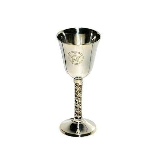 New Age Ritual Tools Chalice Silver Plated Pentagram, 5" Tall