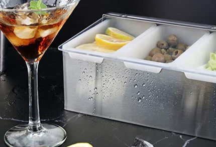 New Star Foodservice 48032 Stainless Steel Condiment Dispenser with 5 Compartments (NO ICE TRAY INCLUDED)