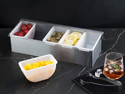 New Star Foodservice 48032 Stainless Steel Condiment Dispenser with 5 Compartments (NO ICE TRAY INCLUDED)