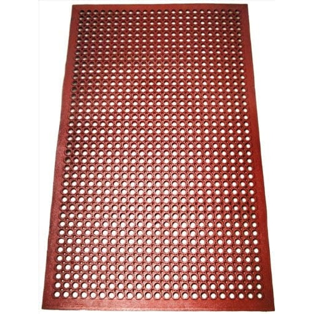 New Star Foodservice 54521 Commercial Grade Grease Resistant Anti-Fatigue Rubber Floor Mat, 36" x 60", Red