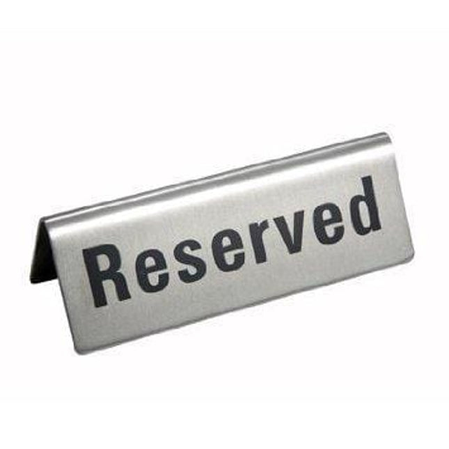 New Star Foodservice 26887 Stainless Steel Table Sign"Reserved" 1.75"x 4.75", Set of 6