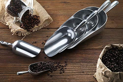 New Star Foodservice 34523 One-Piece Cast Aluminum Round Bottom Bar Ice Flour Utility Scoop, 12-Ounce, Silver (Hand Wash Only)