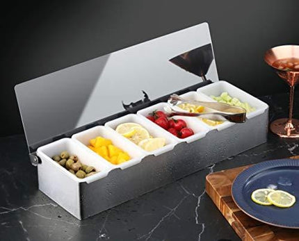 New Star Foodservice 48049 Stainless Steel Condiment Dispenser with 6 Compartments