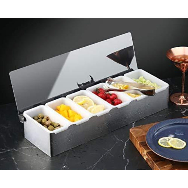 New Star Foodservice 48049 Stainless Steel Condiment Dispenser with 6 Compartments