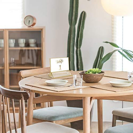 NIUBEE 6Pack 6 x 4 Horizontal Clear Acrylic Sign Holder with Gold Borders, Double Sided Table Menu Stands Picture Frames for Wedding Table Numbers, Restaurant Signs, Photos and Art Display