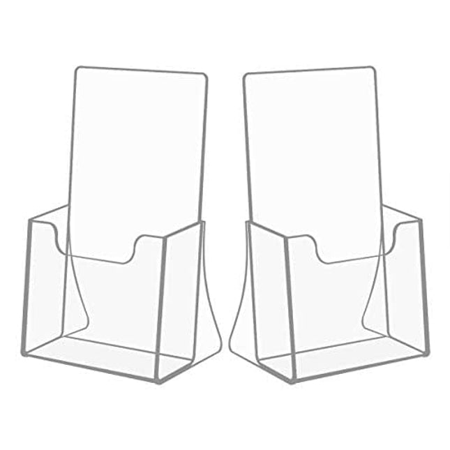 NIUBEE Acrylic Brochure Holder for 4’’ Trifold Pages, 50% Thicker Countertop Acrylic Literature Holder Plastic Flyer Display Stand for Magazine, Pamphlet, Booklets, Menu, Journals, 2 Pack