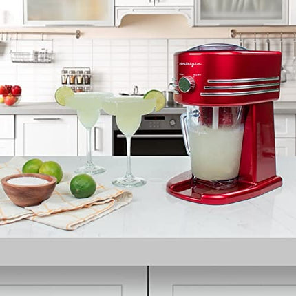 Nostalgia Retro Classic 40-Ounce Beverage Station Perfect Frozen Drink Machine for Slushies, Daiquiris, and Margaritas, 40 oz, Red