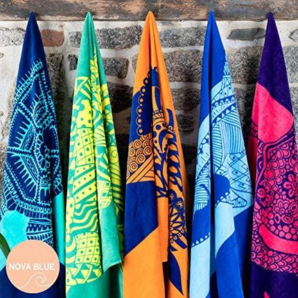 Nova Blue Flamingo Beach Towel – Pink and Purple with A Cute Design, Extra Large, XL (34”x 63”) Made from 100% Cotton for Kids & Adults