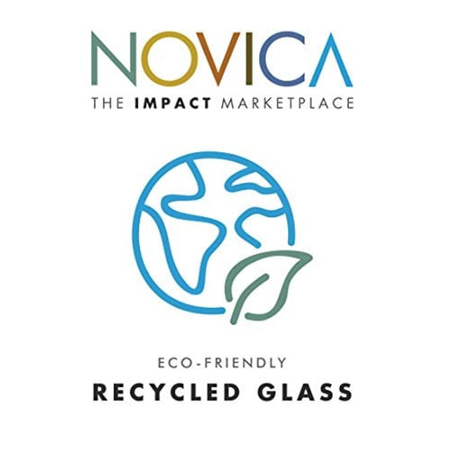 NOVICA Artisan Crafted Hand Blown Clear Blue Rim Recycled Glass Shot Glasses, 2 Oz. 'Tequila Blues' (Set Of 6)