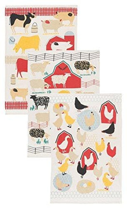 Now Designs Baker's Floursack Kitchen Dish Towels, Farm to Table, Set of 3