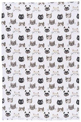 Now Designs Cotton Kitchen Towel, Cats Meow Print