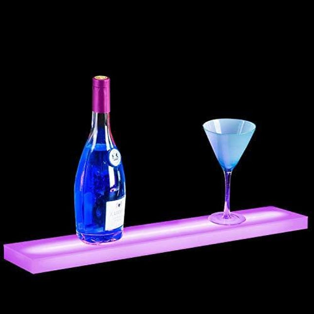 Nurxiovo 20/24/32/36 Inch LED Lighted Liquor Shelf Bottle Display Rack Illuminated Home and Commercial Bar Shelves with RF Remote Control