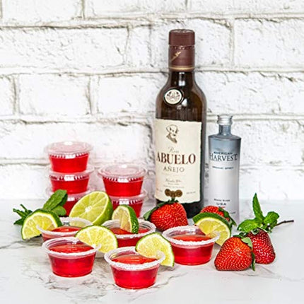 100-Pack of 2 Ounce Clear Plastic Jello Shot Cup Containers with Snap on Leak-Proof Lids -Jello Shooter Shot Cups -Compact Food Storage for Portion Control, 2 oz,Sauces, Liquid, Dips