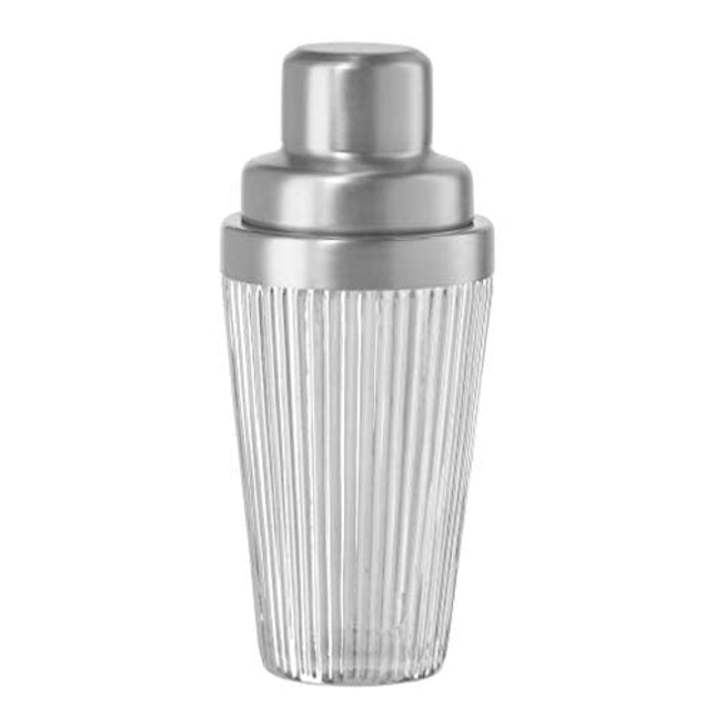 OGGI Vintage Ribbed Glass Cocktail Shaker- 16oz, Stainless Steel Top; Ideal Martini Shaker, Drink Shaker, Bartender Shaker; Make Great Bar Gifts, Cocktail Accessories and Bar Cart Accessories