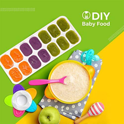 OMorc Ice Cube Trays 4 Pack, Easy-Release Silicone and Flexible 14-Ice Trays with Spill-Resistant Removable Lid, LFGB Certified and BPA Free, Stackable Durable and Dishwasher Safe