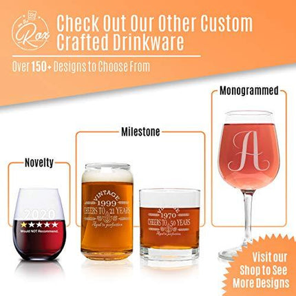 Monogram Engraved Wine Glass - 12.75 Ounce - Personalized Etched Glass for Bridesmaids, Women, Red and White Wine Enthusiasts -Decorated Novelty All Purpose Glass- By On The Rox Drinks