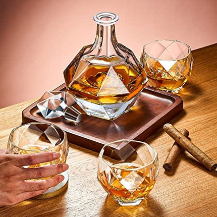 Onearf Whiskey Decanter Sets, 870ml Crystal Liquor Decanter with Whiskey Glasses Set in Magnetic Gift Box, 5 pcs Personalized Bourbon Decanter Set with Stopper for Liquor, Scotch, Bourbon, Brandy