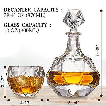 Onearf Whiskey Decanter Sets, 870ml Crystal Liquor Decanter with Whiskey Glasses Set in Magnetic Gift Box, 5 pcs Personalized Bourbon Decanter Set with Stopper for Liquor, Scotch, Bourbon, Brandy