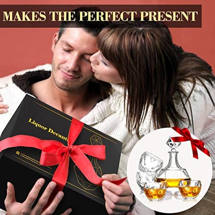 Onearf Whiskey Decanter Sets, 870ml Crystal Liquor Decanter with Whiskey Glasses Set in Magnetic Gift Box, 5 pcs Personalized Bourbon Decanter Set with Stopper for Liquor, Scotch, Bourbon, Brandy