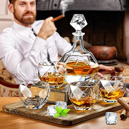 Onearf Whiskey Decanter Sets, 870ml Crystal Liquor Decanter with Whiskey Glasses Set in Magnetic Gift Box, 5 pcs Personalized Bourbon Decanter Set with Stopper for Liquor, Scotch, Bourbon, Brandy