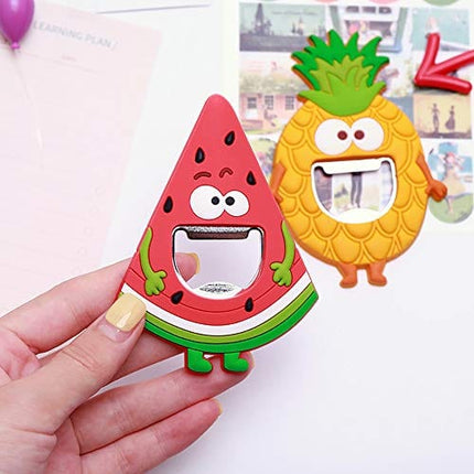 Refrigerator Magnet Silicone Metal Bottle Opener for Beer Coke Bartender Kitchen Barware Metal Novelty Cute Fun Shape (Pineapple)