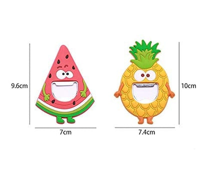 Refrigerator Magnet Silicone Metal Bottle Opener for Beer Coke Bartender Kitchen Barware Metal Novelty Cute Fun Shape (Pineapple)