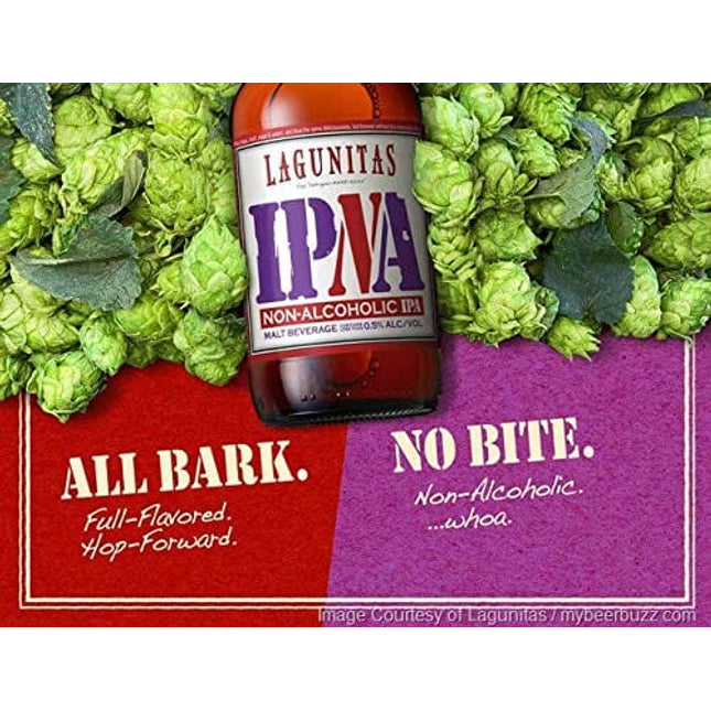 [ Pack of 6] Lagunitas IPNA IPA, Non Alcoholic NA, Full Flavored & Hop Forward - 12 Fl Oz