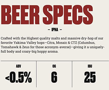 [ Pack of 6] Lagunitas IPNA IPA, Non Alcoholic NA, Full Flavored & Hop Forward - 12 Fl Oz