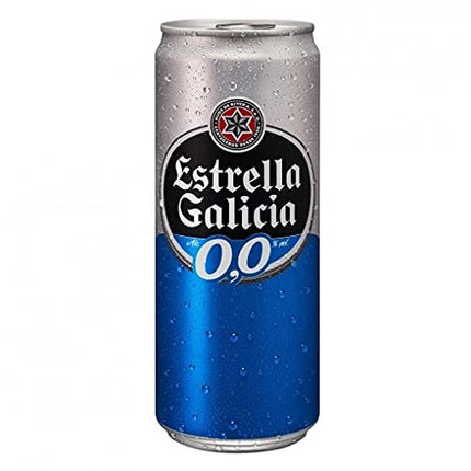 [Pack of 8] Estrella Galicia 0.0% NA Non Alcoholic Beer Cans, Water from A Coruña - 16.9 Fl Oz