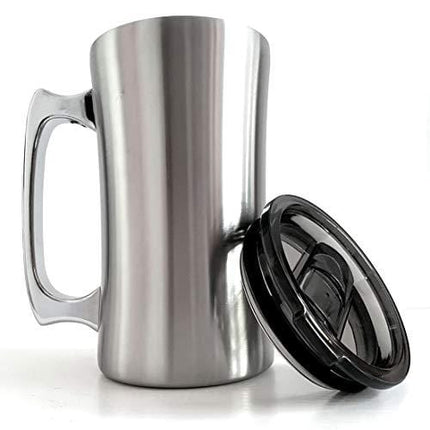 Insulated Cup, OrgMemory Stainless Steel Coffee Mug, 20 oz Coffee Mug, (560 ml), Double Wall Beer Stein, Tumbler with Handle, Insulated Beer Mug with Lid