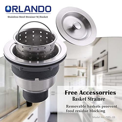 ORLANDO 13 x 13 inch Undermount Single Bowl Stainless Steel 18 Gauge Kitchen Bar Sink With Strainer