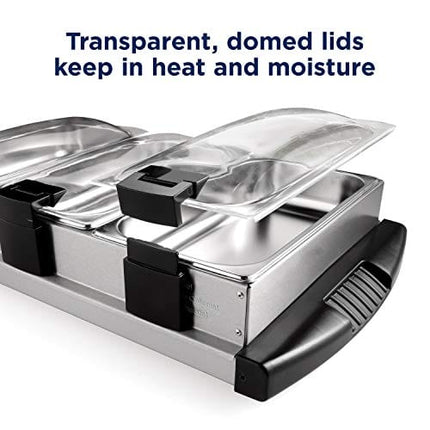 Oster Buffet Server Warming Tray | Triple Tray, 2.5 Quart, Stainless Steel