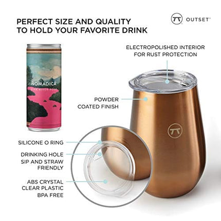 Outset Wood Grain Pattern Wine Tumbler with Lid, 2 Count (Pack of 1), Set of 2