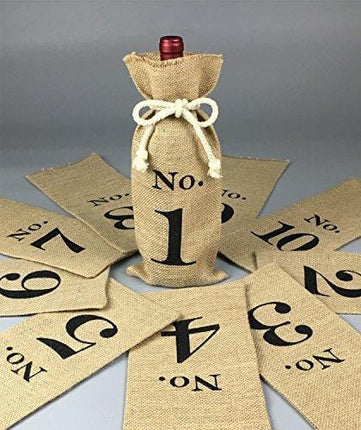 OYAMIHUI 1 to 10 Burlap Wine Bags Blind Tasting, Wine Bags Wedding Table Numbers, Wine Tasting Bags, Set of 10