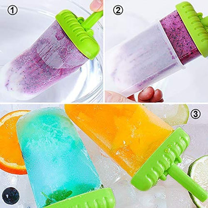 Popsicles Molds, Ozera Set of 6 Reusable Ice Pop Molds Cream Molds Easy Release Popcical Molds Popsicle Maker Molds for Homemade Popsicles With Funnel & Cleaning Brush