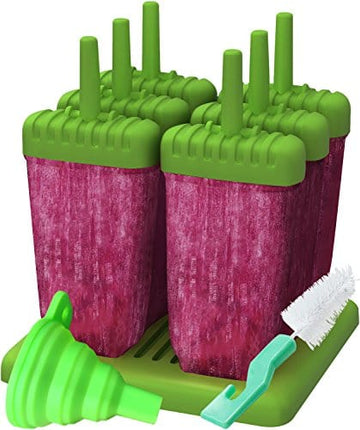 Popsicles Molds, Ozera Set of 6 Reusable Ice Pop Molds Cream Molds Easy Release Popcical Molds Popsicle Maker Molds for Homemade Popsicles With Funnel & Cleaning Brush