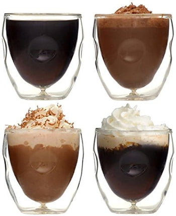 Ozeri Moderna Artisan Series Double Wall Beverage and Espresso Shot Glasses, 2-Ounce, Set of 4