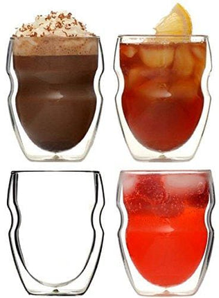 Ozeri Serafino Double Wall Insulated Beverage and Coffee Glasses, 8-Ounce, Set of 4