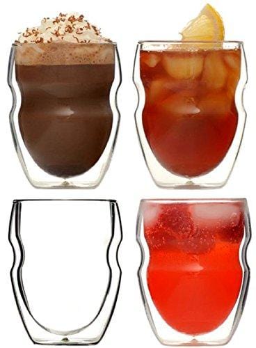Ozeri Serafino Double Wall Insulated Beverage and Coffee Glasses, 8-Ounce, Set of 4