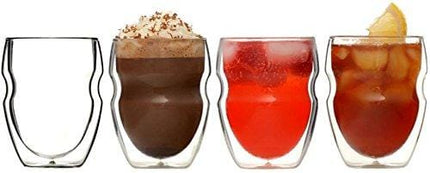 Ozeri Serafino Double Wall Insulated Beverage and Coffee Glasses, 8-Ounce, Set of 4