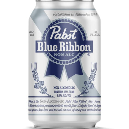 Pabst Blue Ribbon N/A NON-ALCOHOLIC BEER, Made in USA, - 12 Fl Oz (24 Pack)