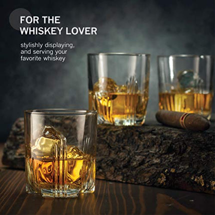 Paksh Novelty 7-Piece Italian Crafted Glass Decanter & Whisky Glasses Set, Elegant Whiskey Decanter with Ornate Stopper and 6 Exquisite Cocktail Glasses