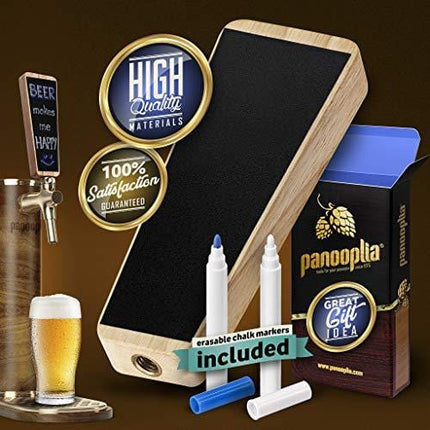 Beer Tap Handle and Two Liquid Chalk Markers Set - Wooden Keg Tap Handle for Standard Faucets and Kegerators with Reusable Chalkboard - Suitable for Home Brew, Bars, Kegs and Draft Beer