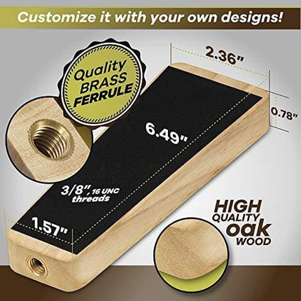 Beer Tap Handle and Two Liquid Chalk Markers Set - Wooden Keg Tap Handle for Standard Faucets and Kegerators with Reusable Chalkboard - Suitable for Home Brew, Bars, Kegs and Draft Beer