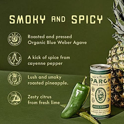 PARCH Spiced Pinarita + Prickly Paloma Variety Pack, Ready to Drink Non Alcoholic Agave Cocktail Infused with Desert Botanicals & Adaptogens, Plant Based, Gluten Free & Vegan (8.4 oz x 8 pack)