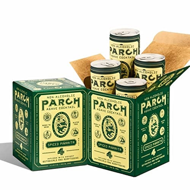 PARCH Spiced Piñarita Ready to Drink Non Alcoholic Agave Cocktail Infused with Desert Botanicals & Adaptogens, Plant Based, Gluten Free & Vegan, Inspired by the Sonoran Desert (8.4 oz x 8 Pack)