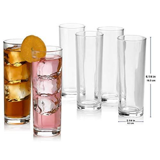Set of 8 Highball Glasses, Cocktail Highball Glasses, Tall Drinking Glasses for Water, Juice, Cocktails, Beer and More, Elegant Bar Glasses, Italian Highball Glasses, 10 oz Highball Glasses