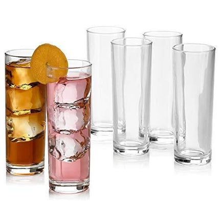 Set of 8 Highball Glasses, Cocktail Highball Glasses, Tall Drinking Glasses for Water, Juice, Cocktails, Beer and More, Elegant Bar Glasses, Italian Highball Glasses, 10 oz Highball Glasses