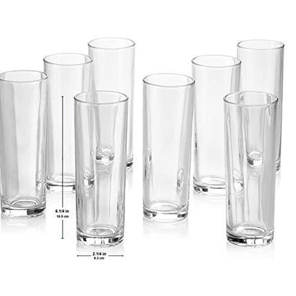 Set of 8 Highball Glasses, Cocktail Highball Glasses, Tall Drinking Glasses for Water, Juice, Cocktails, Beer and More, Elegant Bar Glasses, Italian Highball Glasses, 10 oz Highball Glasses